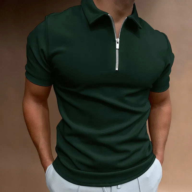 Green Collar T-Shirt with Zip