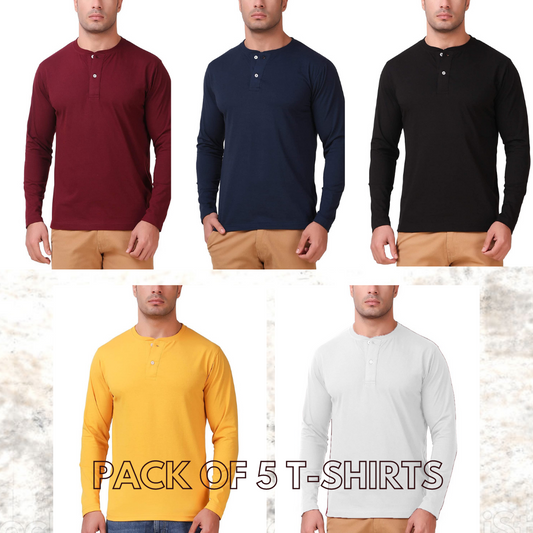 Pack of 5 Henley  T-Shirt For Men