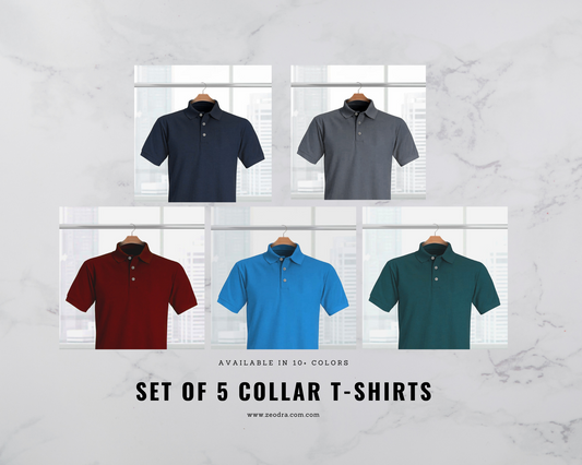 Set of 5 Collar T-Shirts For Men