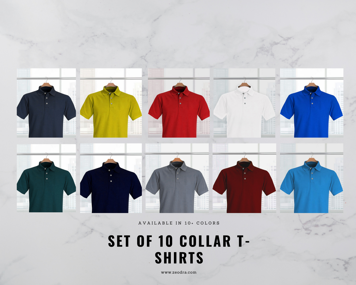 Set of 10 Collar T-shirts for Men