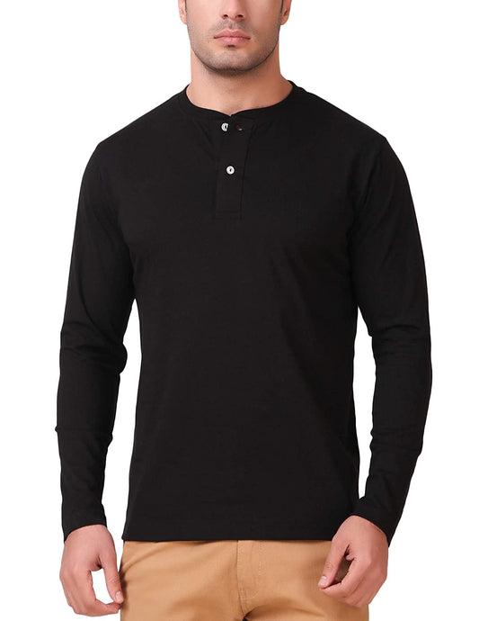 Black Henley T-Shirt For Men