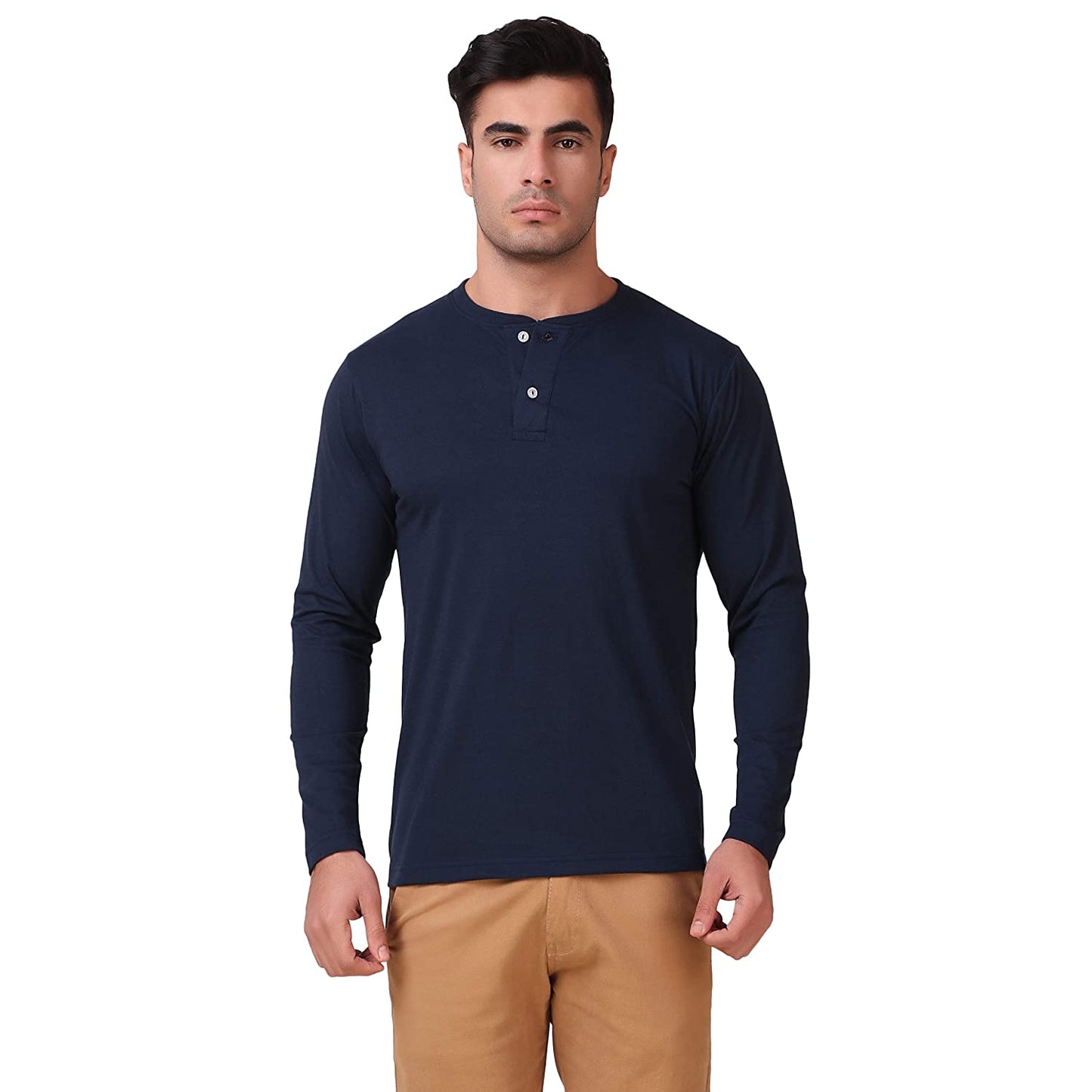 Navy Blue Henley T-Shirt For Men