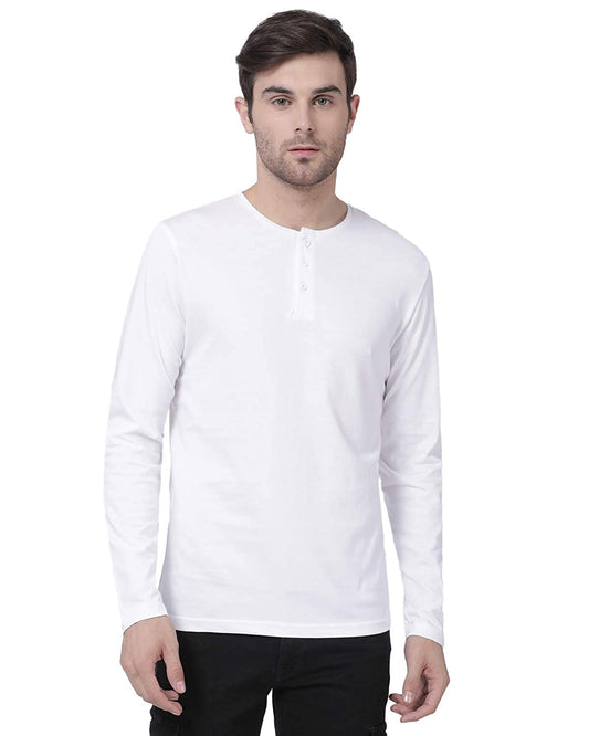 White Henley T-Shirt For Men