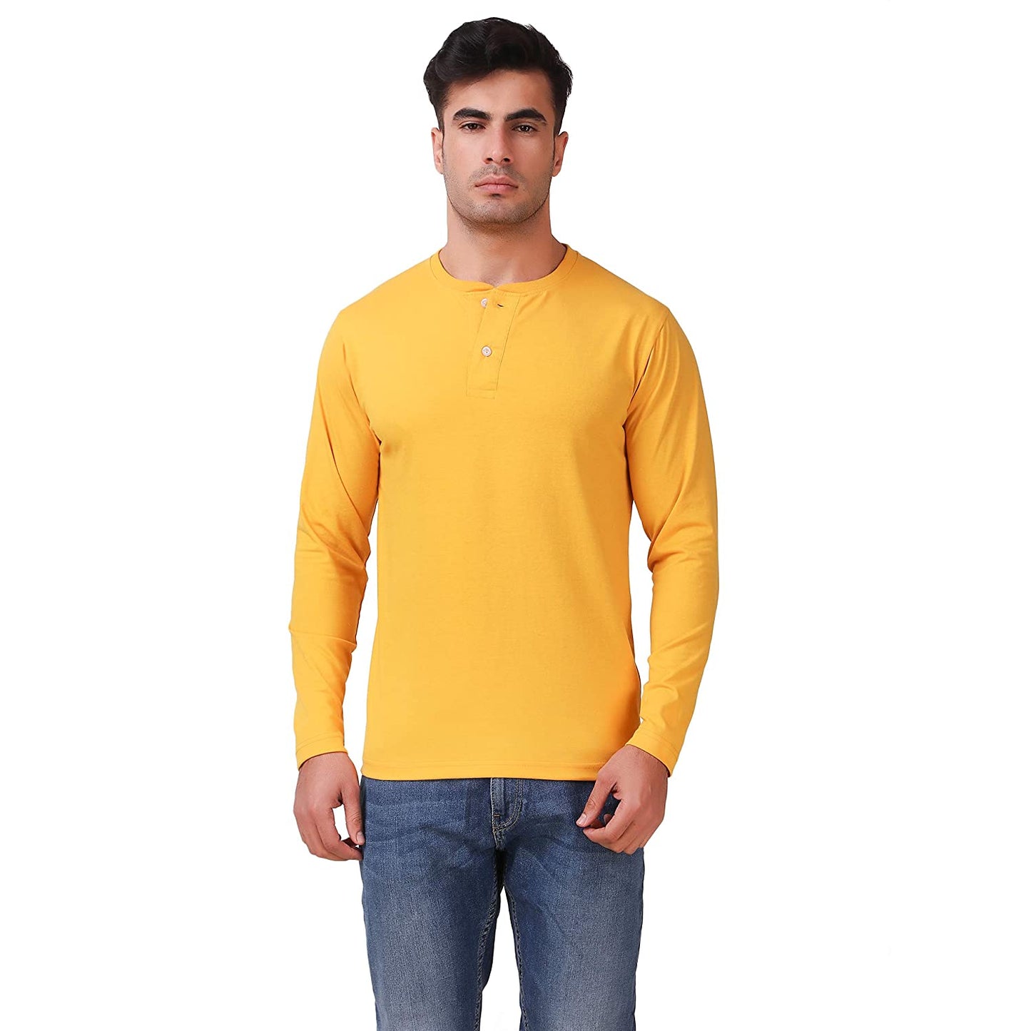 Mustard Henley T-Shirt For Men