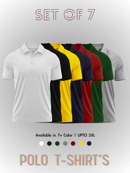 Pack of 7 Solid Collar T-shirts