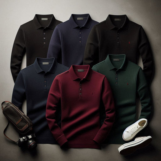 Set of 3 Collar T-Shirts Full Sleeves