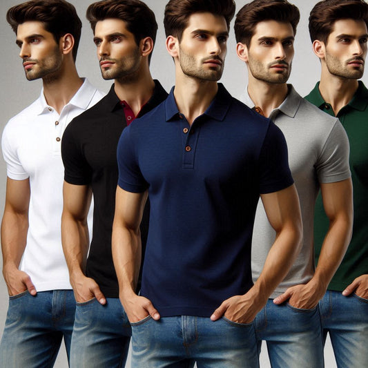 Pack of 4 Solid Collar T-Shirts