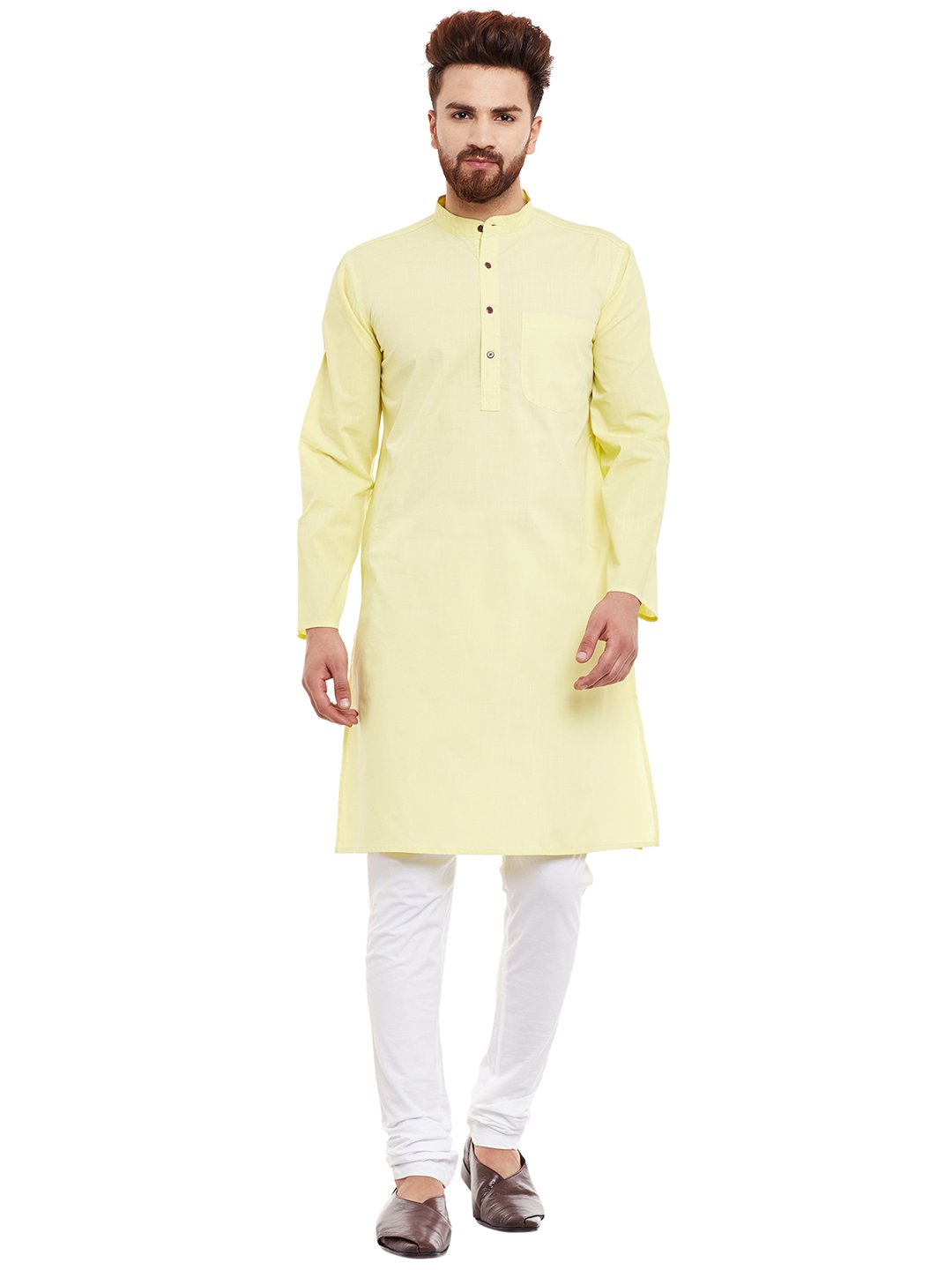 Light Yellow Straight Kurta Pajama for Men