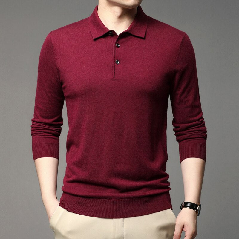Maroon Collar T-Shirts Full Sleeves