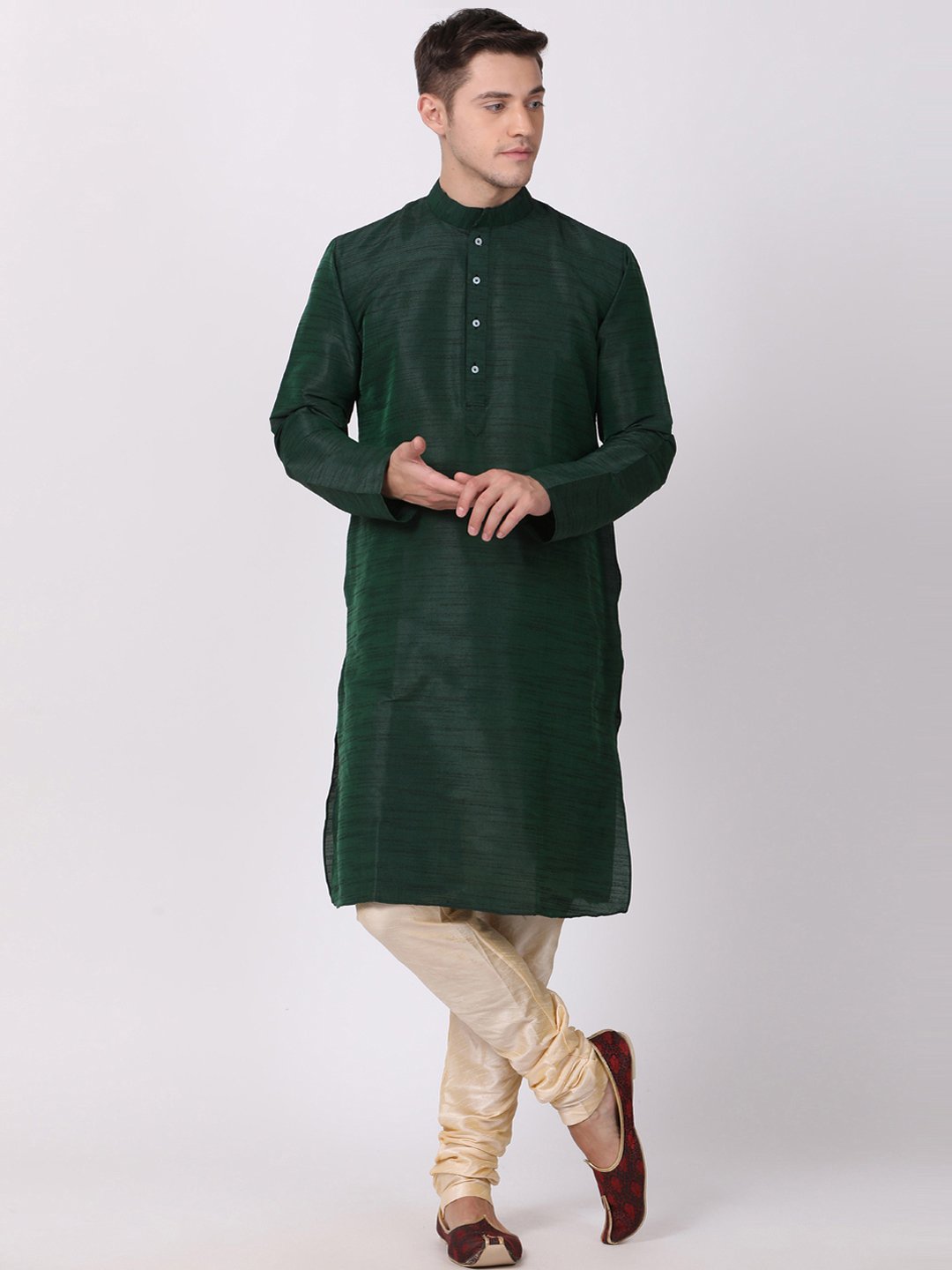 Dark Green Straight Kurta Pajama for Men