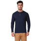 Navy Blue Henley Full Sleeves T-Shirt For Men